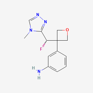 molecular formula C13H15FN4O B12949773 (S)-3-(3-(Fluoro(4-methyl-4H-1,2,4-triazol-3-yl)methyl)oxetan-3-yl)aniline 