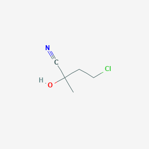 molecular formula C5H8ClNO B12949851 4-Chloro-2-hydroxy-2-methylbutanenitrile 