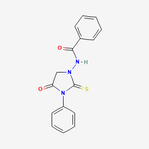 molecular formula C16H13N3O2S B12949917 Benzamide, N-(4-oxo-3-phenyl-2-thioxo-1-imidazolidinyl)- CAS No. 142917-00-8