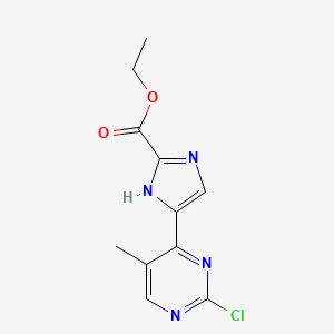 molecular formula C11H11ClN4O2 B12949983 Ethyl 5-(2-chloro-5-methylpyrimidin-4-yl)-1H-imidazole-2-carboxylate 