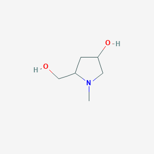 molecular formula C6H13NO2 B12950126 5-(Hydroxymethyl)-1-methylpyrrolidin-3-ol 