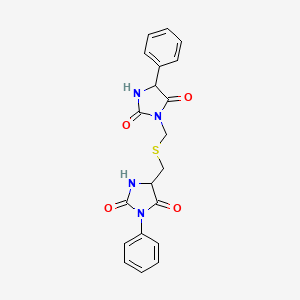 molecular formula C20H18N4O4S B12950308 Hydantoin, 3,3'-diphenyl-5,5'-thiodimethylene- CAS No. 22131-40-4