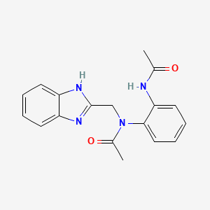 molecular formula C18H18N4O2 B12950334 N-(2-Acetamidophenyl)-N-[(1H-benzimidazol-2-yl)methyl]acetamide CAS No. 91362-52-6