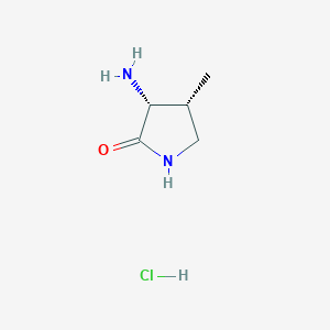 molecular formula C5H11ClN2O B12950361 Rel-(3R,4R)-3-amino-4-methylpyrrolidin-2-one hydrochloride 