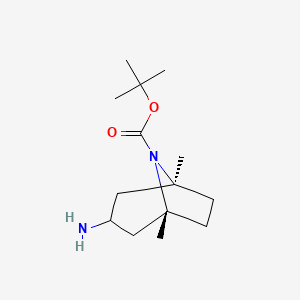 molecular formula C14H26N2O2 B12950392 Rel-tert-butyl (1R,3s,5S)-3-amino-1,5-dimethyl-8-azabicyclo[3.2.1]octane-8-carboxylate 