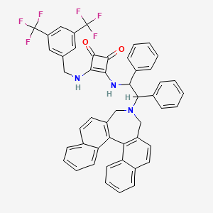 molecular formula C49H35F6N3O2 B12950405 3-[[2-(13-azapentacyclo[13.8.0.02,11.03,8.018,23]tricosa-1(15),2(11),3,5,7,9,16,18,20,22-decaen-13-yl)-1,2-diphenylethyl]amino]-4-[[3,5-bis(trifluoromethyl)phenyl]methylamino]cyclobut-3-ene-1,2-dione 