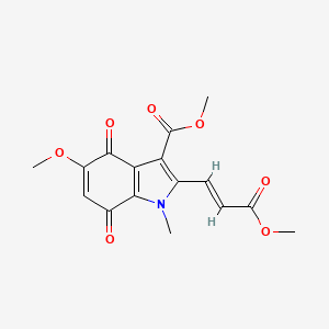 molecular formula C16H15NO7 B12950418 methyl (E)-5-methoxy-2-(3-methoxy-3-oxoprop-1-en-1-yl)-1-methyl-4,7-dioxo-4,7-dihydro-1H-indole-3-carboxylate 