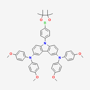 molecular formula C52H50BN3O6 B12950426 N3,N3,N6,N6-Tetrakis(4-methoxyphenyl)-9-(4-(4,4,5,5-tetramethyl-1,3,2-dioxaborolan-2-yl)phenyl)-9H-carbazole-3,6-diamine 