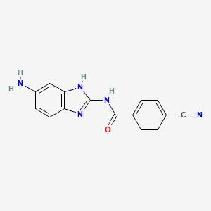 molecular formula C15H11N5O B12950529 N-(6-Amino-1H-benzimidazol-2-yl)-4-cyanobenzamide CAS No. 919763-50-1