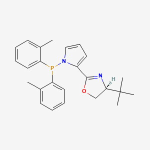 molecular formula C25H29N2OP B12950574 (S)-4-(tert-Butyl)-2-(1-(di-o-tolylphosphino)-1H-pyrrol-2-yl)-4,5-dihydrooxazole 