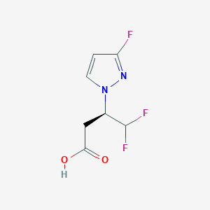 molecular formula C7H7F3N2O2 B12950580 (R)-4,4-Difluoro-3-(3-fluoro-1H-pyrazol-1-yl)butanoic acid 