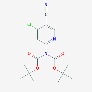 molecular formula C16H20ClN3O4 B12950618 tert-Butyl (tert-butoxycarbonyl)(4-chloro-5-cyanopyridin-2-yl)carbamate 