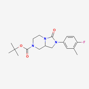 molecular formula C18H24FN3O3 B12950623 Imidazo[1,5-a]pyrazine-7(1H)-carboxylic acid, 2-(4-fluoro-3-methylphenyl)hexahydro-3-oxo-, 1,1-dimethylethyl ester 