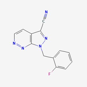 molecular formula C13H8FN5 B12950788 1-(2-fluorobenzyl)-1H-pyrazolo[3,4-c]pyridazine-3-carbonitrile 