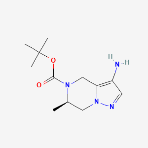 molecular formula C12H20N4O2 B12951084 tert-Butyl (R)-3-amino-6-methyl-6,7-dihydropyrazolo[1,5-a]pyrazine-5(4H)-carboxylate 