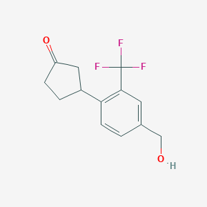 molecular formula C13H13F3O2 B12951293 3-(4-(Hydroxymethyl)-2-(trifluoromethyl)phenyl)cyclopentan-1-one 