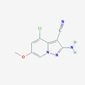 molecular formula C9H7ClN4O B12951320 2-Amino-4-chloro-6-methoxypyrazolo[1,5-a]pyridine-3-carbonitrile 