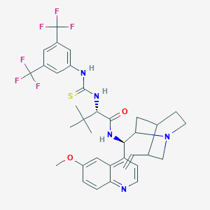 molecular formula C35H39F6N5O2S B12951401 (2S)-2-(3-(3,5-Bis(trifluoromethyl)phenyl)thioureido)-N-((1R)-(6-methoxyquinolin-4-yl)(5-vinylquinuclidin-2-yl)methyl)-3,3-dimethylbutanamide 