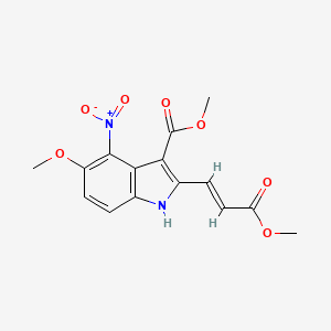 molecular formula C15H14N2O7 B12951402 methyl (E)-5-methoxy-2-(3-methoxy-3-oxoprop-1-en-1-yl)-4-nitro-1H-indole-3-carboxylate 