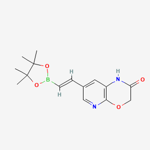 molecular formula C15H19BN2O4 B12951445 (E)-7-(2-(4,4,5,5-Tetramethyl-1,3,2-dioxaborolan-2-yl)vinyl)-1H-pyrido[2,3-b][1,4]oxazin-2(3H)-one 