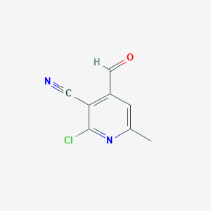 molecular formula C8H5ClN2O B12951514 2-Chloro-4-formyl-6-methylnicotinonitrile 