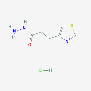 molecular formula C6H10ClN3OS B12951546 3-(Thiazol-4-yl)propanehydrazide hydrochloride 