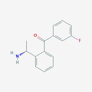 molecular formula C15H14FNO B12951628 (R)-(2-(1-aminoethyl)phenyl)(3-fluorophenyl)methanone hydrochloride 