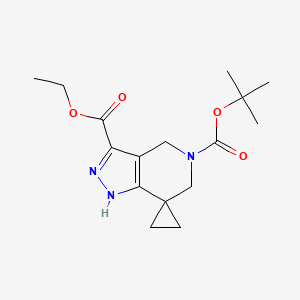 molecular formula C16H23N3O4 B12951955 O5-tert-butyl O3-ethyl spiro[4,6-dihydro-2H-pyrazolo[4,3-c]pyridine-7,1-cyclopropane]-3,5-dicarboxylate 