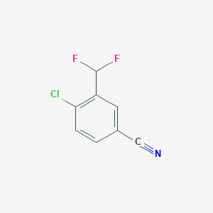 molecular formula C8H4ClF2N B12952099 4-Chloro-3-(difluoromethyl)benzonitrile 