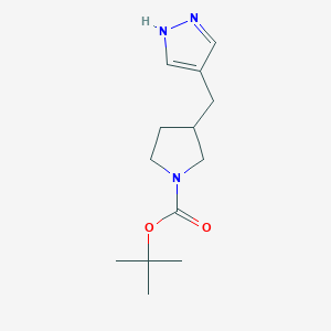 molecular formula C13H21N3O2 B12952112 tert-Butyl 3-((1H-pyrazol-4-yl)methyl)pyrrolidine-1-carboxylate 