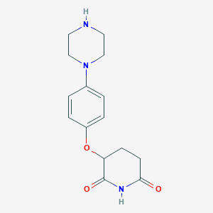 molecular formula C15H19N3O3 B12952418 3-(4-(Piperazin-1-yl)phenoxy)piperidine-2,6-dione 