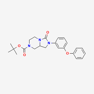 molecular formula C23H27N3O4 B12952463 Imidazo[1,5-a]pyrazine-7(1H)-carboxylic acid, hexahydro-3-oxo-2-(3-phenoxyphenyl)-, 1,1-dimethylethyl ester 