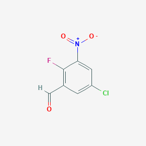 molecular formula C7H3ClFNO3 B12952561 5-Chloro-2-fluoro-3-nitrobenzaldehyde 