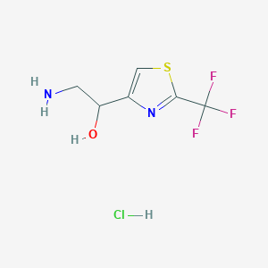 molecular formula C6H8ClF3N2OS B12952595 2-Amino-1-(2-(trifluoromethyl)thiazol-4-yl)ethan-1-ol hydrochloride 