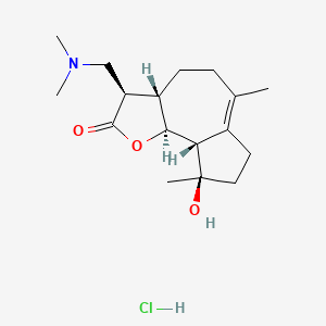 molecular formula C17H28ClNO3 B12952600 (3R,3AS,9R,9aS,9bS)-3-((dimethylamino)methyl)-9-hydroxy-6,9-dimethyl-3,3a,4,5,7,8,9,9a-octahydroazuleno[4,5-b]furan-2(9bH)-one hydrochloride 