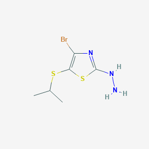 molecular formula C6H10BrN3S2 B12952626 4-Bromo-2-hydrazinyl-5-(isopropylthio)thiazole 