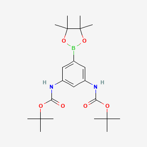 molecular formula C22H35BN2O6 B12952633 Di-tert-butyl (5-(4,4,5,5-tetramethyl-1,3,2-dioxaborolan-2-yl)-1,3-phenylene)dicarbamate 