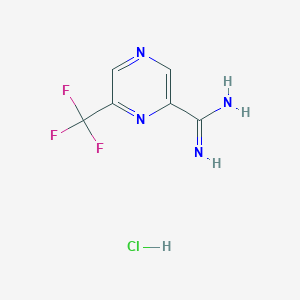 molecular formula C6H6ClF3N4 B12952634 6-(Trifluoromethyl)pyrazine-2-carboximidamide hydrochloride 