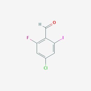 molecular formula C7H3ClFIO B12952650 4-Chloro-2-fluoro-6-iodobenzaldehyde 