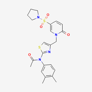 N-(3,4-Dimethylphenyl)-N-(4-((2-oxo-5-(pyrrolidin-1-ylsulfonyl)pyridin-1(2H)-yl)methyl)thiazol-2-yl)acetamide