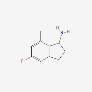 molecular formula C10H12FN B12952758 1H-Inden-1-amine, 5-fluoro-2,3-dihydro-7-methyl- 