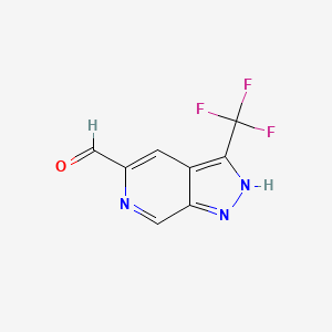 molecular formula C8H4F3N3O B12952839 3-(Trifluoromethyl)-1H-pyrazolo[3,4-c]pyridine-5-carbaldehyde 