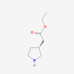 molecular formula C8H15NO2 B12952891 Ethyl (R)-2-(pyrrolidin-3-yl)acetate 