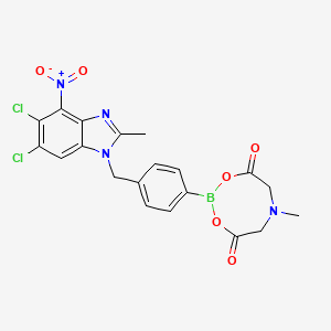 molecular formula C20H17BCl2N4O6 B12953031 2-(4-((5,6-Dichloro-2-methyl-4-nitro-1H-benzo[d]imidazol-1-yl)methyl)phenyl)-6-methyl-1,3,6,2-dioxazaborocane-4,8-dione 