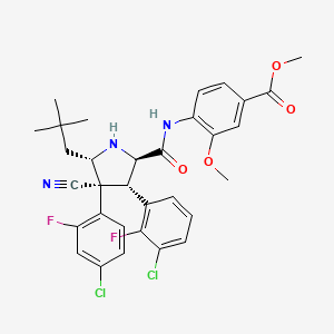 molecular formula C32H31Cl2F2N3O4 B12953038 Benzoic acid, 4-[[[(2R,3S,4R,5S)-3-(3-chloro-2-fluorophenyl)-4-(4-chloro-2-fluorophenyl)-4-cyano-5-(2,2-diMethylpropyl)-2-pyrrolidinyl]carbonyl]aMino]-3-Methoxy-, Methyl ester 