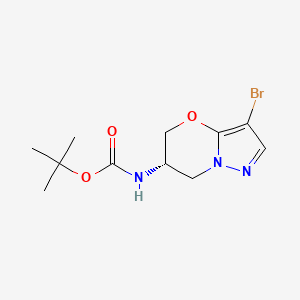 molecular formula C11H16BrN3O3 B12953088 tert-Butyl (S)-(3-bromo-6,7-dihydro-5H-pyrazolo[5,1-b][1,3]oxazin-6-yl)carbamate 