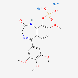 molecular formula C19H19N2Na2O9P B12953199 Sodium 8-methoxy-2-oxo-5-(3,4,5-trimethoxyphenyl)-2,3-dihydro-1H-benzo[e][1,4]diazepin-9-yl phosphate 