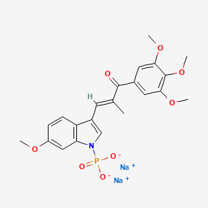 Sodium (E)-(6-methoxy-3-(2-methyl-3-oxo-3-(3,4,5-trimethoxyphenyl)prop-1-en-1-yl)-1H-indol-1-yl)phosphonate