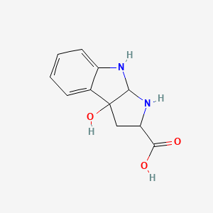 molecular formula C11H12N2O3 B12953491 3a-Hydroxy-1,2,3,3a,8,8a-hexahydropyrrolo[2,3-b]indole-2-carboxylic acid 