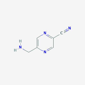 molecular formula C6H6N4 B12953571 5(Aminomethyl)pyrazine-2-carbonitrile 